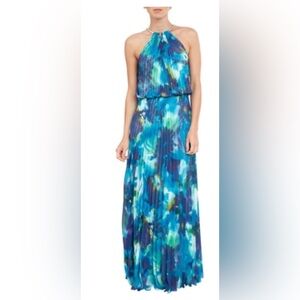 XSCAPE chiffon halter neck pleated maxi dress size 6